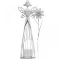 Floristik24 Vårpynt, blomsterfe som lykt, borddekor i metall, alv med blomst hvit H32,5cm