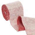 Filtbånd, 100 % ull, tofarget, som gryteklut, filtbånd hvitt/rødt, 15 cm x 5 m | Floristik24.no