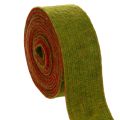 Floristik24 Filttape, tofarget grytekluttape, 100 % ull, rød/grønn, 7,5 cm bred, 5 m lang