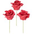 Floristik24 Kunstig rød roseblomst med stilk, 5 cm, 100 stk.
