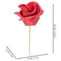 Kunstig rød roseblomst med stilk, 5 cm, 100 stk. | Floristik24.no