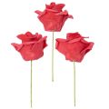 Kunstig rød roseblomst med stilk, 5 cm, 100 stk. | Floristik24.no