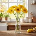 Kunstige gerberablomster, solgule, hageblomst, 47 cm, 6 stk. | Floristik24.no