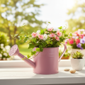 Dekorativ vannkanne, rosa metallplantekasse, Ø13,5 cm H12,5 cm | Floristik24.no