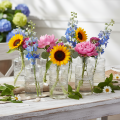 Glassflaske med mønster, sylindrisk, klar, dekorativ vase, 15 cm, 6 stk. | Floristik24.no