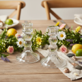 Gjennomsiktig lysestake, klassisk design, borddekorasjon, 12 cm, 2 stk. | Floristik24.no