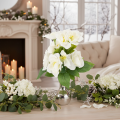 Kunstig juleroseblomstbukett, hvit, kunstig julepynt | Floristik24.no