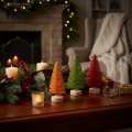 Kunstig juletre med trebase, liten, 16 cm, 6 stk. | Floristik24.no