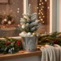 Metallplantekasse med glittergrantrær, 13 cm | Floristik24.no