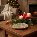 Juledekorasjonsfat med kristtornmotiv, 25 cm | Floristik24.no