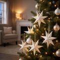 Julepynt i papirstjerner, hvitt, 10 cm, sett med 8 dekorasjoner | Floristik24.no