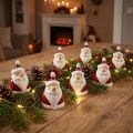 Keramisk julenissefigur, rød og hvit, 6,4cm – Festlig julepynt – 6 stk. | Floristik24.no
