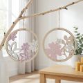 Dekorativ oppheng treblomster naturhvit lilla glitter Ø12cm 6 stk | Floristik24.no