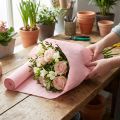 Blomsterdekorasjonspapir, rosa, 50x250 cm | Floristik24.no