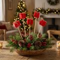 Blomsterplugg julepakkepynt rød 2,5cm 15 stk | Floristik24.no
