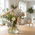 Dekorativ henger hjerte blomst sommerfugl hvit natur 9cm 3stk | Floristik24.no