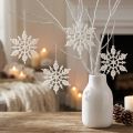 Snøfnuggdekor hvit glitter iskrystaller 10cm 12 stk | Floristik24.no