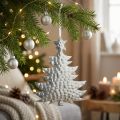 Juletreanheng, adventsdekorasjon, metalldekorasjon til jul, sølv 20,5×15,5cm | Floristik24.no