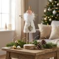 Englefigur juledekorasjon tre metall hvit gylden H20,5cm | Floristik24.no
