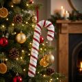 Deco Candy Cane Jul Rød Hvit Stripet H34cm | Floristik24.no