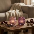 Telysholder glassdekor lilla rosa Ø7,5cm H7,5cm 2stk | Floristik24.no