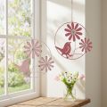 Dekorring metall hengende dekorasjon blomster rosa Ø30cm 2stk | Floristik24.no