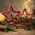 Stjerne til stand julepynt juterød 13/18cm 4stk | Floristik24.no