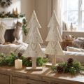Juletrefiltpynt med hjertekrem beige H35cm 2 stk | Floristik24.no