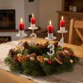 Lysholder advent med torn og tall hvit H11cm 4 stk | Floristik24.no