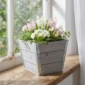 Blomsterkasse plantekasse i tre shabby chic grå 19x19x15,5cm | Floristik24.no