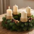 Blomsterlysestaker for plugging gylden Ø8,8cm H13,7cm 4 stk antikk look | Floristik24.no