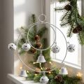 Ring med bjeller, adventsdekorasjon, ringkrans, metallpynt for oppheng Hvit H22,5cm B21,5cm | Floristik24.no