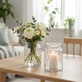 Glassvase med mønster, lanterne glass klar H15cm Ø11cm 2stk | Floristik24.no