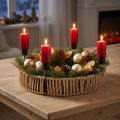 Dekorativt brett tre naturmetall lysestake svart Ø30cm | Floristik24.no