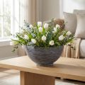 Dekorativ skål rund planteskål grå sort Ø40cm H19,5cm | Floristik24.no