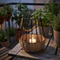 Lykt med håndtak og glass sort natur Ø18cm H22cm | Floristik24.no