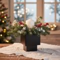 Svart kubeformet blomsterpotte med base, moderne, 22 cm | Floristik24.no