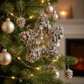 Stjerne til oppheng, julepynt, hvit, glitter, Ø15 cm | Floristik24.no