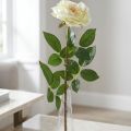 Kunstrose, dekorativ rose, silkeblomst kremhvit, grønn L72cm Ø12cm | Floristik24.no