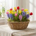 Stor blomsterskål, plantekurv med slyngplanter, Ø40 cm H13 cm, naturlig dekorasjon, borddekorasjon, unikt stykke | Floristik24.no