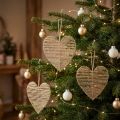 Dekorativ hjertejute naturell til julepynt for oppheng 20cm 4 stk | Floristik24.no