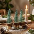Julepynt juletre snødd 10cm 8stk | Floristik24.no