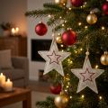 Filtstjerner til juletrepynt, beige og rød, 13 cm, sett med 6. | Floristik24.no
