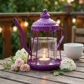 Telysholder glass lanterne tekanne rosa Ø15cm H26cm | Floristik24.no