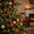 Dekorativ stjerne juledekorasjon sølv hengende Ø15cm sett med 6 | Floristik24.no