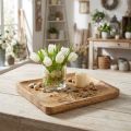 Dekorativt brett laget av mangotre med blomstermønster, brett 25×20 cm | Floristik24.no