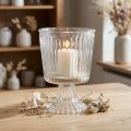 Lyktglasskopp riflet glassdekor Ø11,5cm H15cm | Floristik24.no