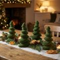 Juletreborddekorasjon flokket grangrønn 16,5 cm 4 stk | Floristik24.no