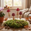 Blomsterstaker, soppdesign, trestaker, røde, Ø2,5 cm, 8 stk. | Floristik24.no