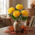 Krysantemum Gule Silkeblomster Ø7cm L18cm 4 stk | Floristik24.no